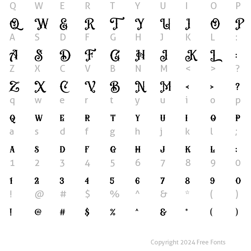 Character Map of Geovano Display Regular