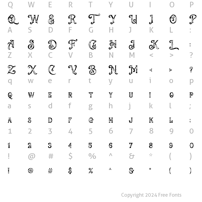 Character Map of Geovano Display Rough