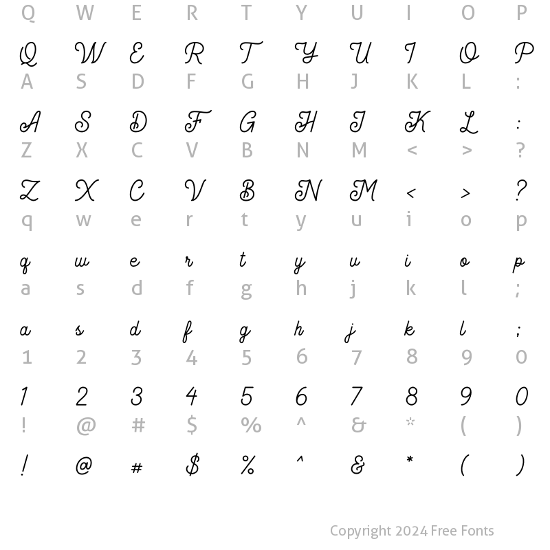 Character Map of Geovano Script Regular