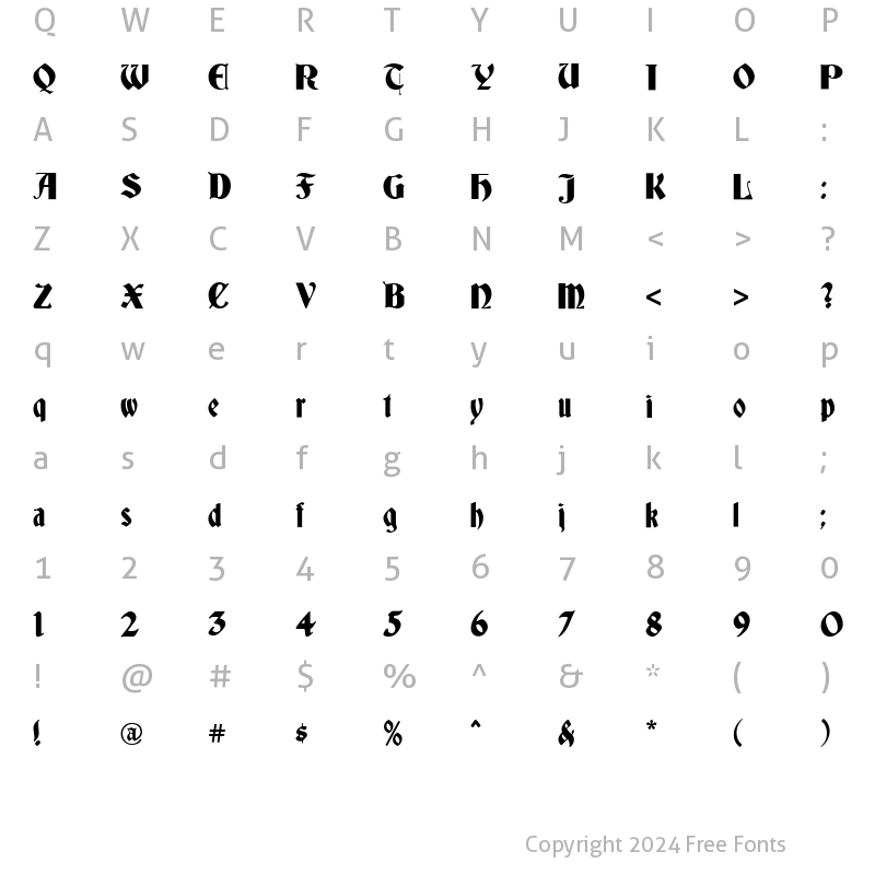 Character Map of Germania Regular