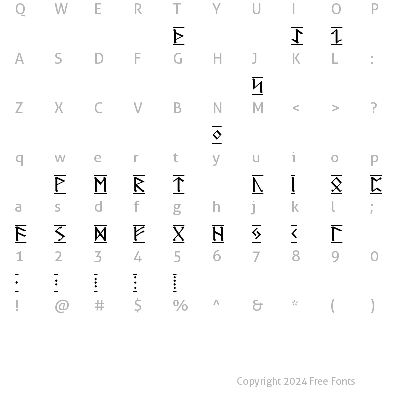 Character Map of Germanic Runes-1 Regular