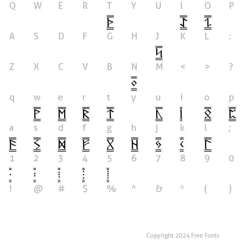 Character Map of Germanic Runes-2 Regular