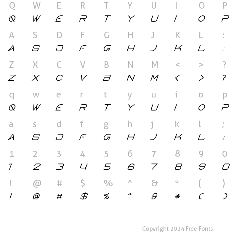 Character Map of Gerth Italic