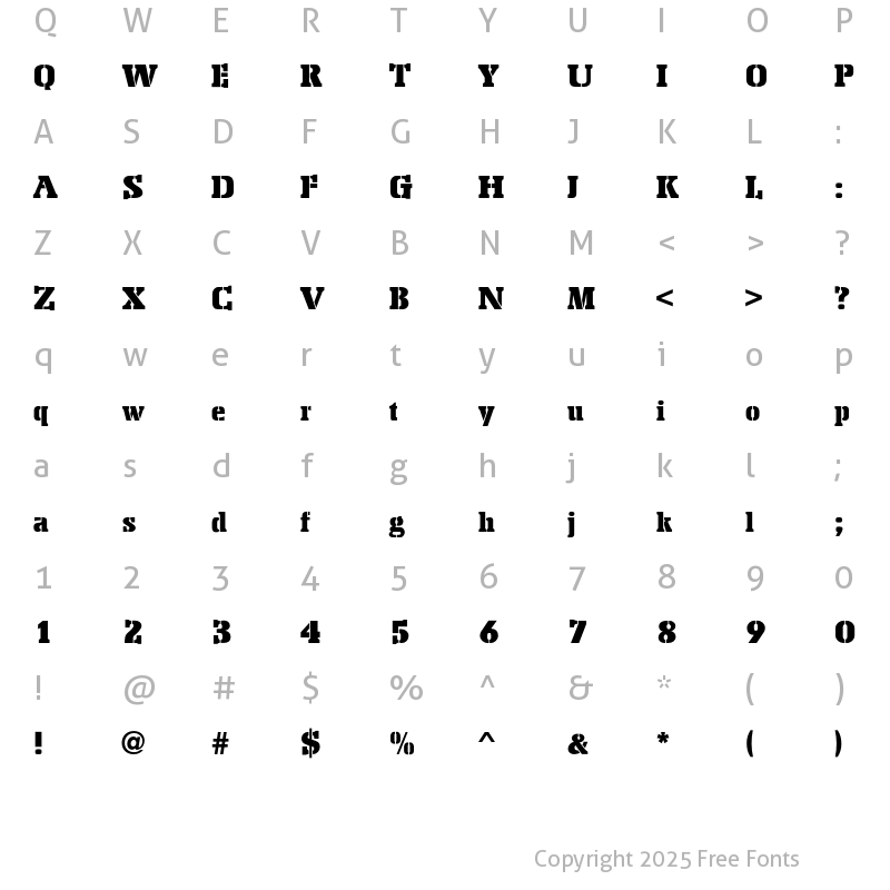 Character Map of Geshexport Normal Regular