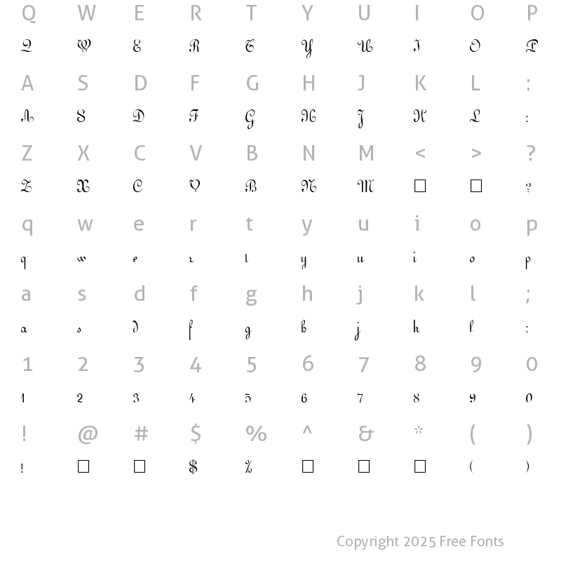 Character Map of GesseleScript Normal