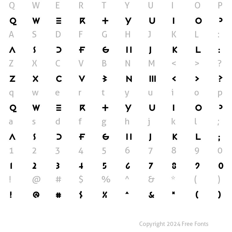 Character Map of Gestalt HTF-Linear- Bold