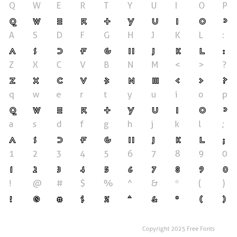 Character Map of Gestalt HTF-Linear-Outline Regular