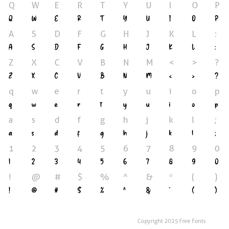 Character Map of Gestic Regular