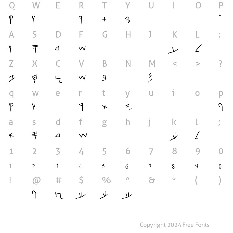 Character Map of Gezer Calendar Regular