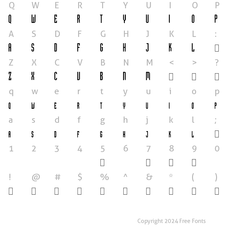 Character Map of GF Hubert Caps Normal