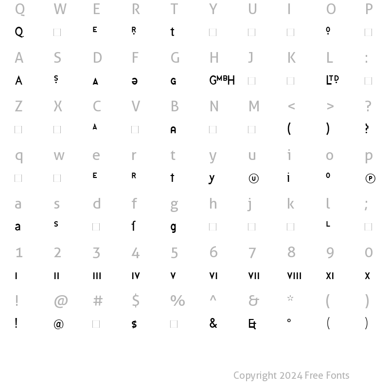 Character Map of GfIndex-TSetAlts-Book Book