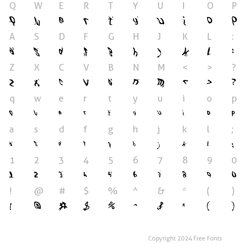 Character Map of GFWaterproof Regular