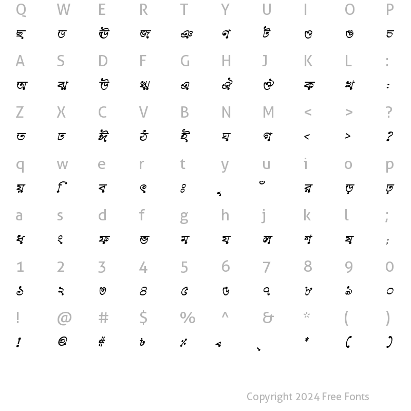 Character Map of GhorautraMJ Bold Italic