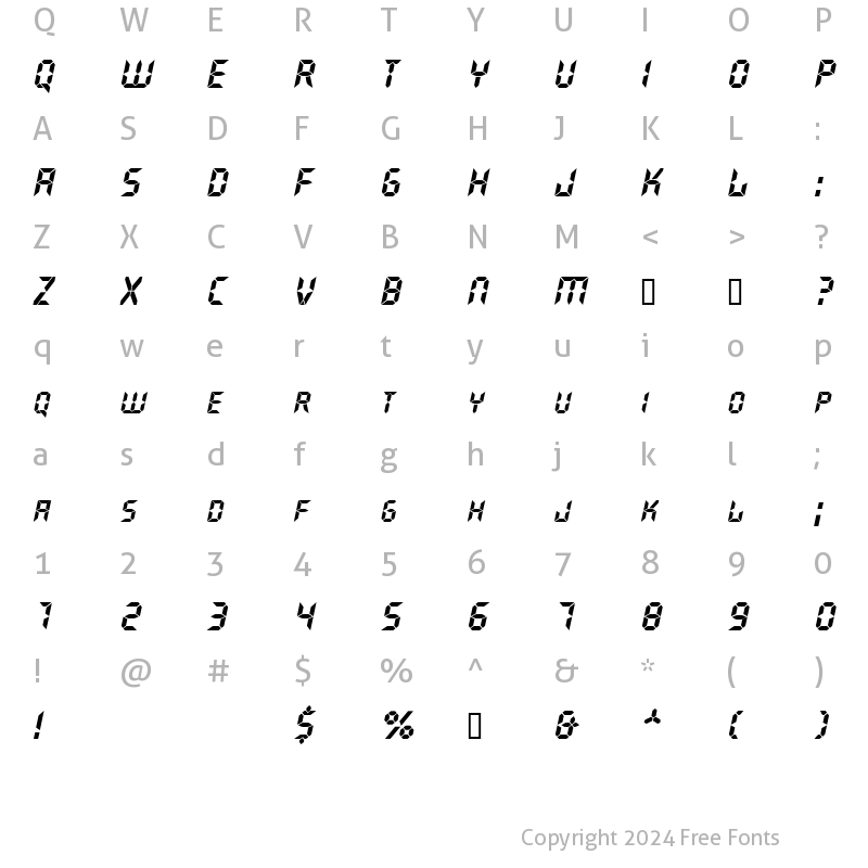 Character Map of GhostMachine Oblique