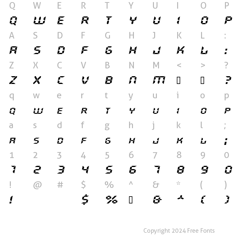 Character Map of GhostMachineExtended Oblique