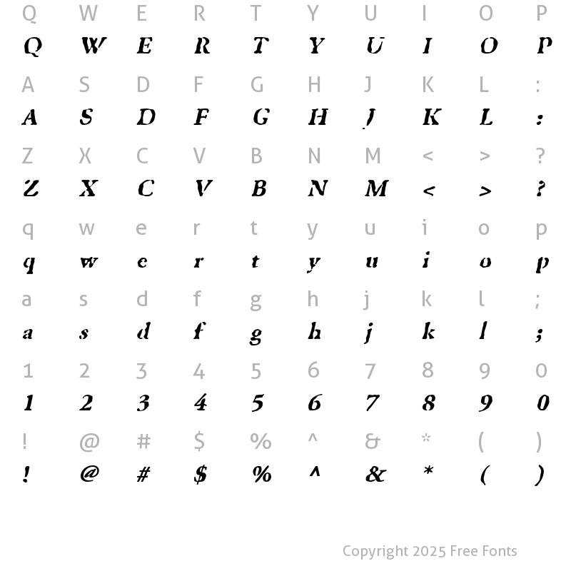 Character Map of GhostTown BlackItalic