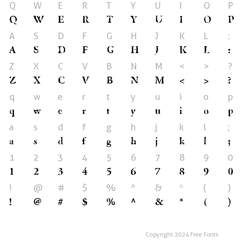 Character Map of GhostTown Regular