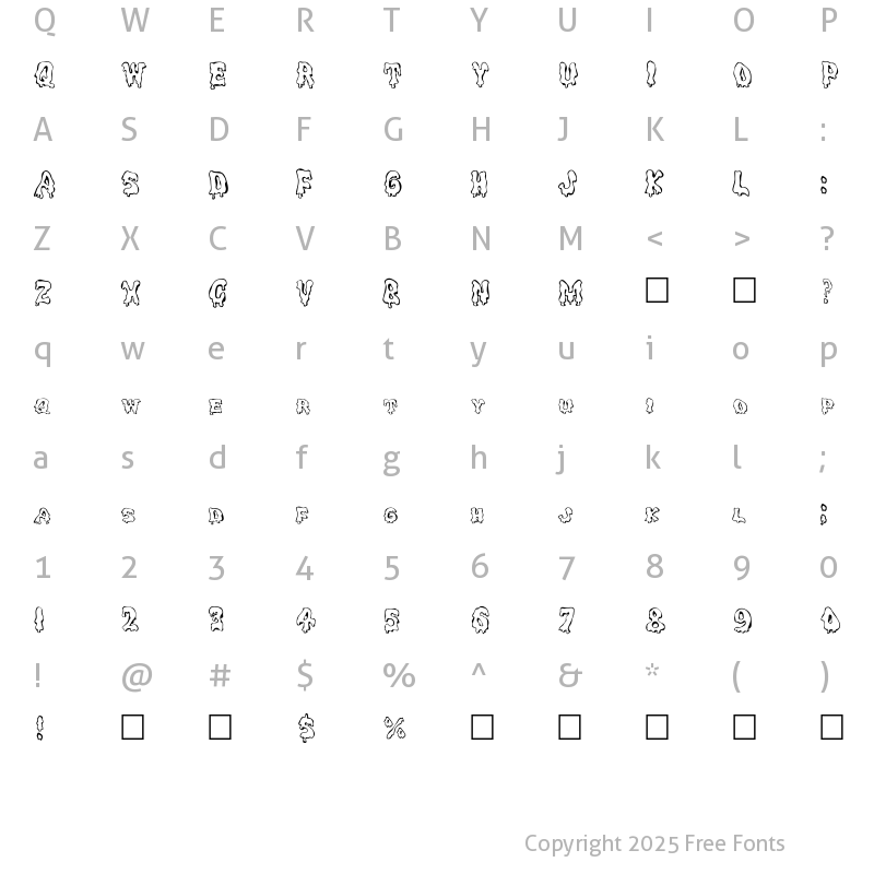 Character Map of Ghouly Caps Regular