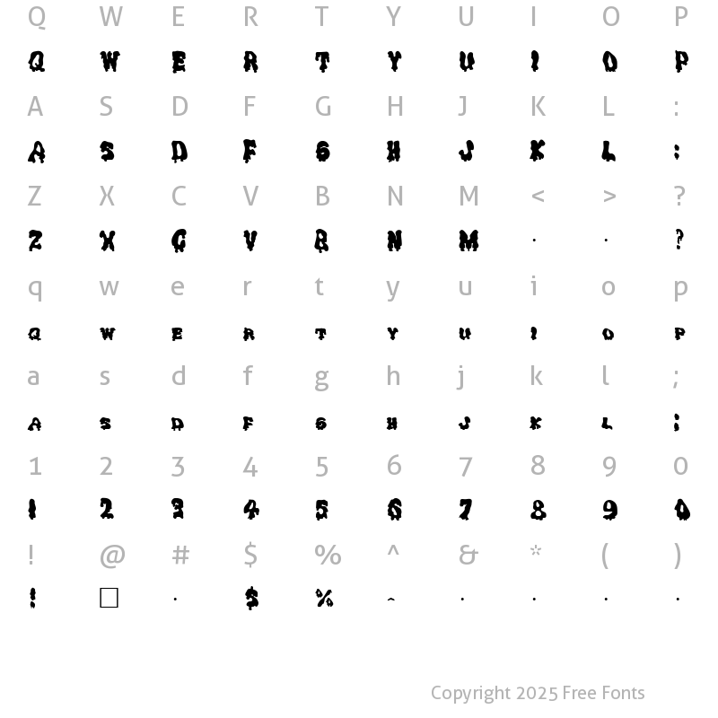 Character Map of GhoulySolid Regular