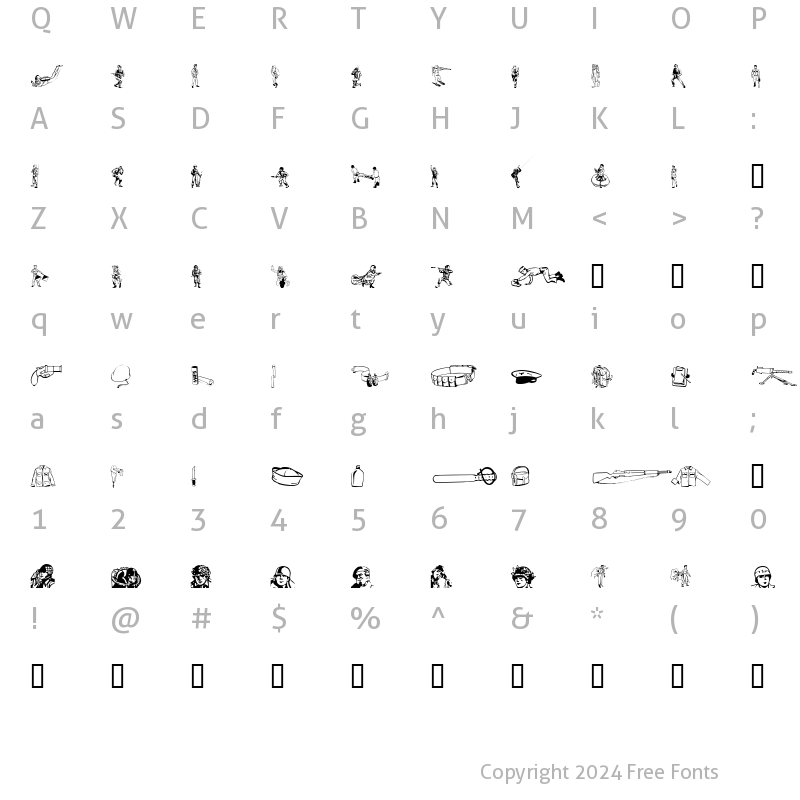 Character Map of G.I. JERK COM?BATS