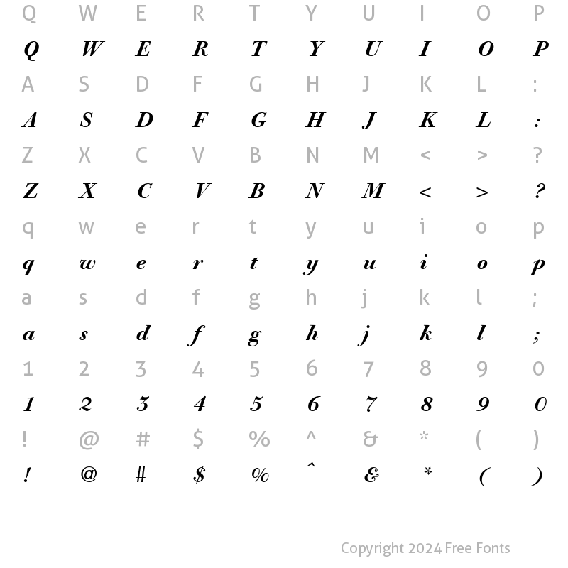 Character Map of Giambattista BoldItalic