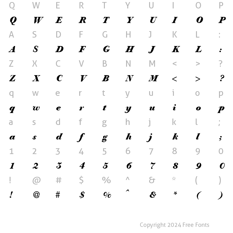 Character Map of GiambattistaHeavy RegularItalic