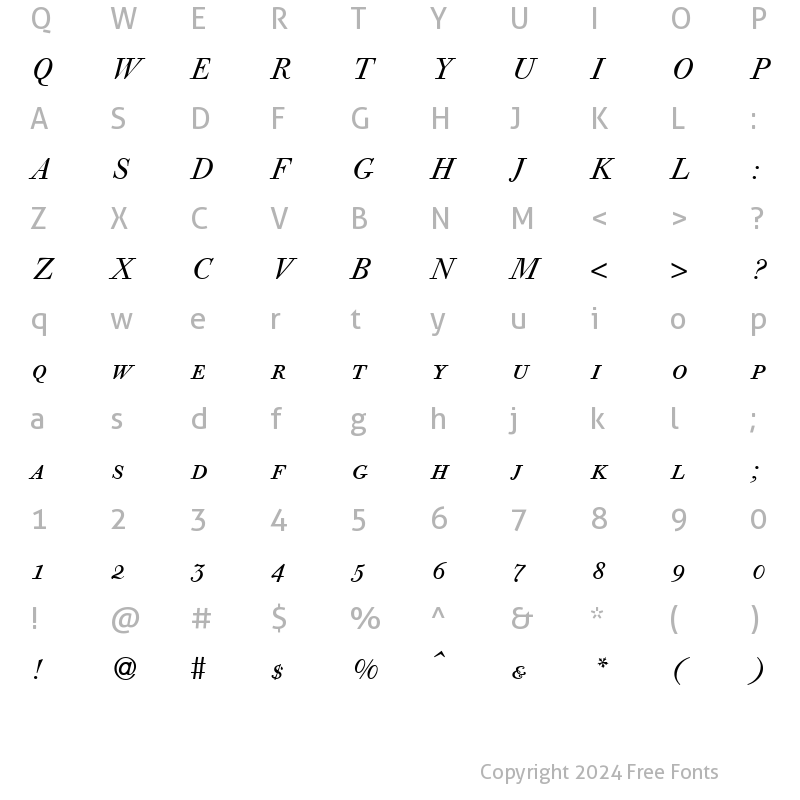 Character Map of GiambattistaSmc RegularItalic