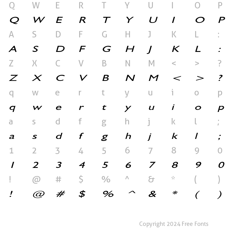 Character Map of GibraltarExtended Italic