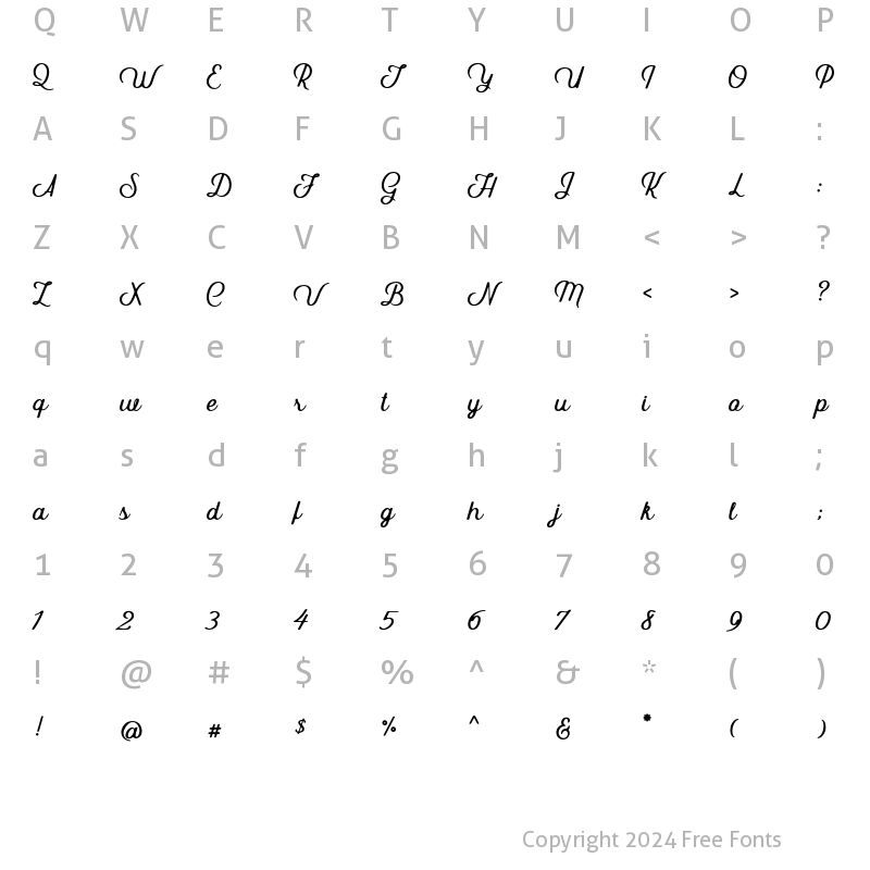 Character Map of Gibson Script Regular