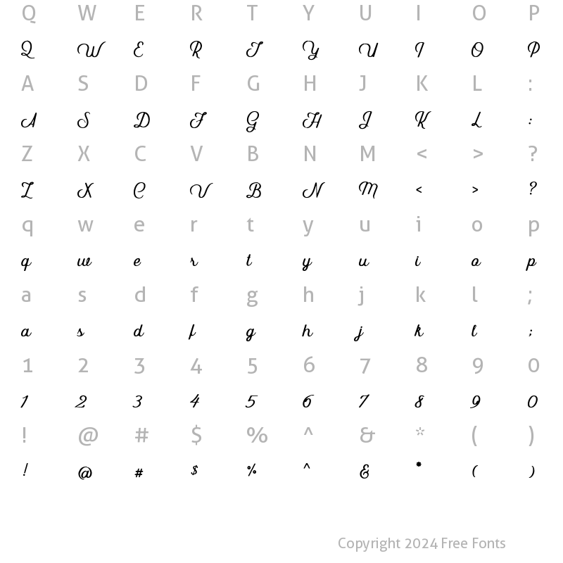 Character Map of Gibson Script - Rough Regular