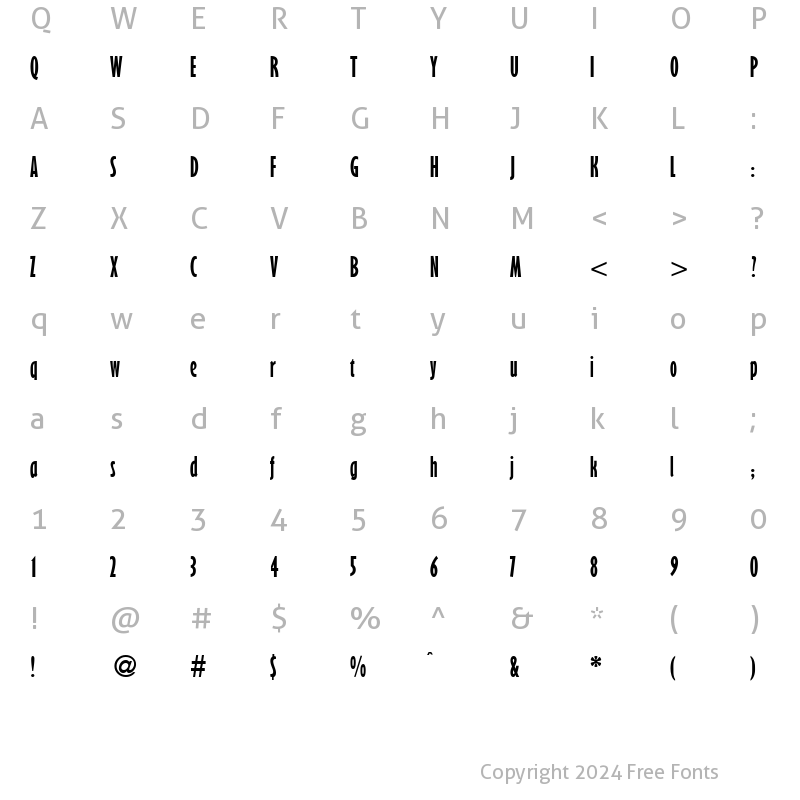 Character Map of GibsonNarrow Bold