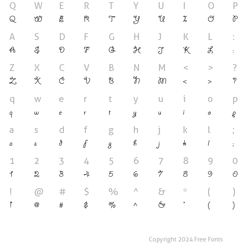 Character Map of Giddyup Std Regular