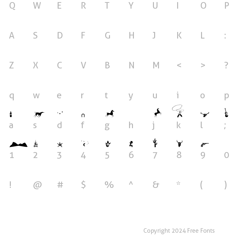Character Map of Giddyup Thangs Regular