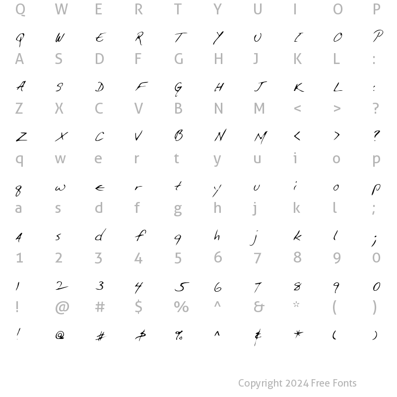 Character Map of GiffordsHand Regular