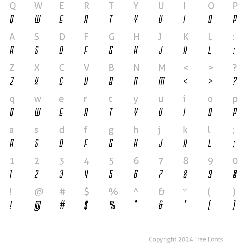 Character Map of Gihan Italic