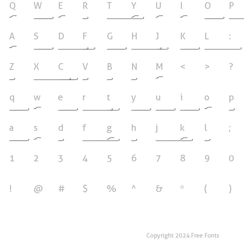 Character Map of Gilberta Swashes