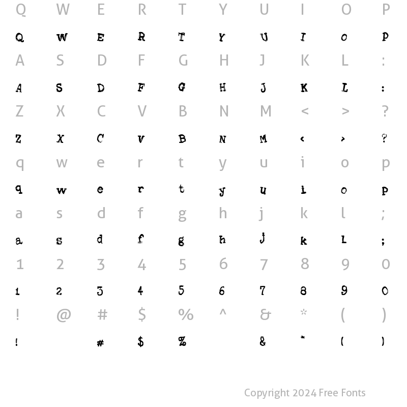 Character Map of Gilbery Regular