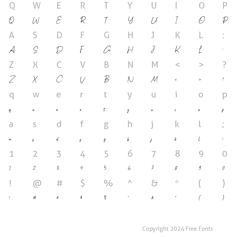 Character Map of Gilbes Italic