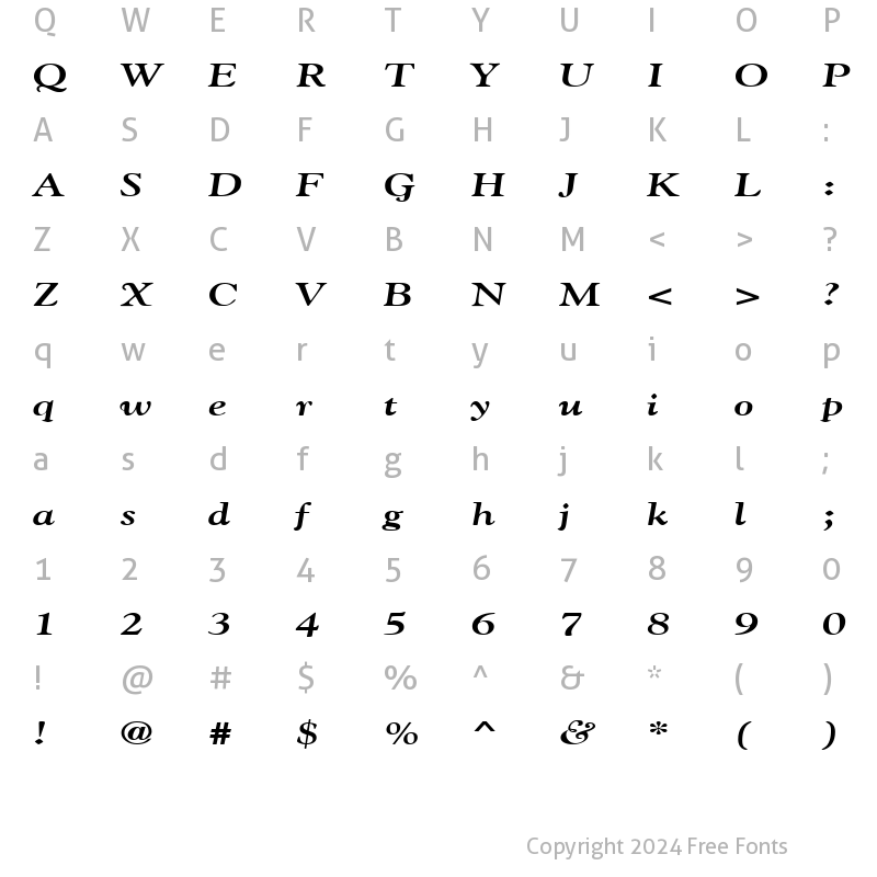 Character Map of GildeBroad Bold Italic