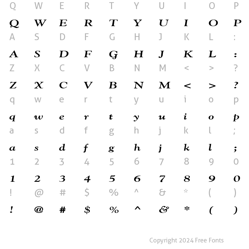 Character Map of GildeBroad BoldItalic