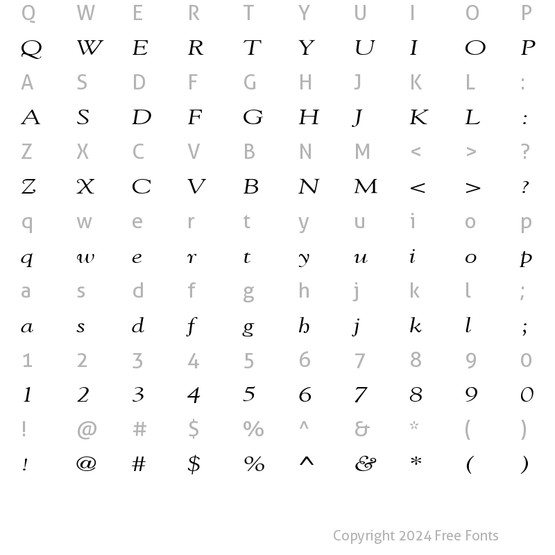 Character Map of GildeBroad Italic