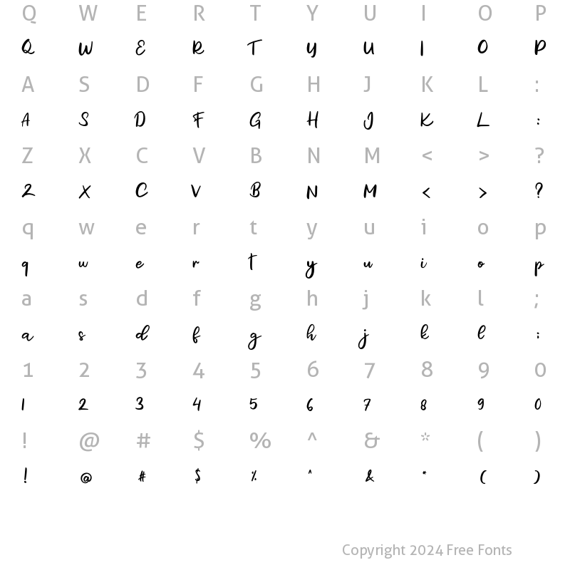 Character Map of Giletha Regular