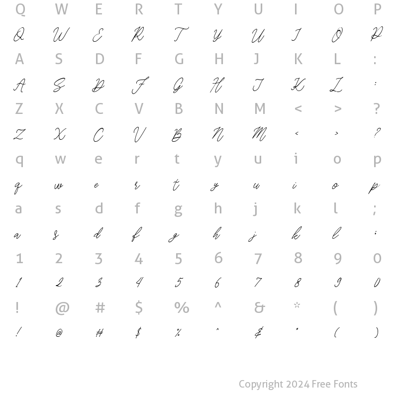 Character Map of Gilkey Italic