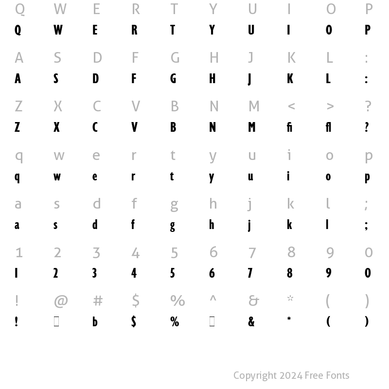 Character Map of Gill Display Compressed LET Plain