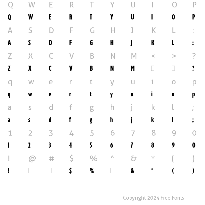 Character Map of Gill Display Compressed Plain Regular