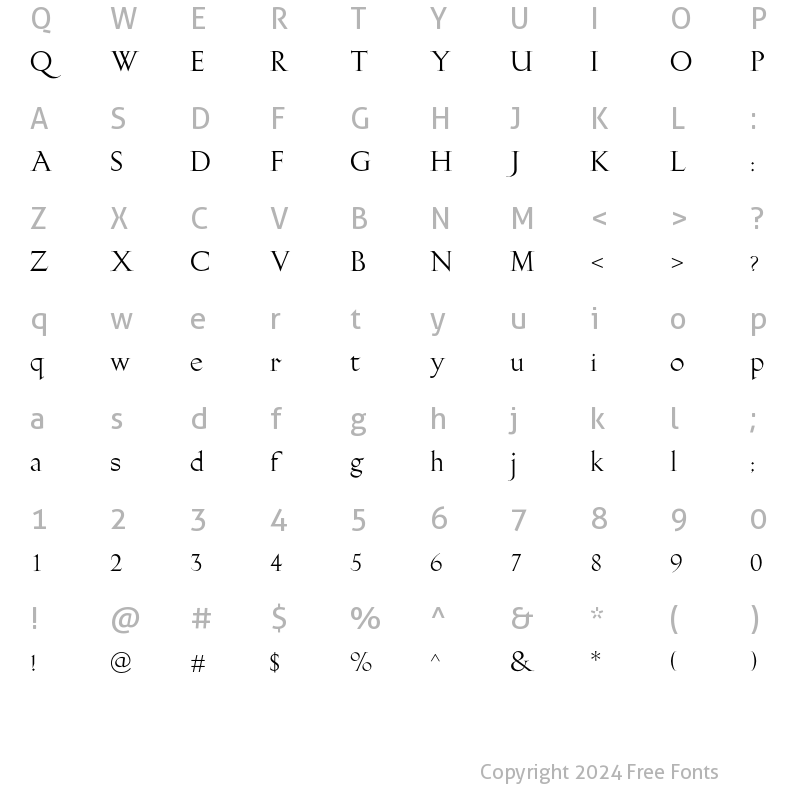 Character Map of Gill Facia MT Std Regular Display