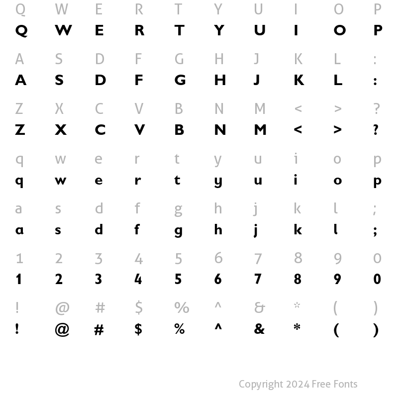 Character Map of Gill Sans Infant Std Bold