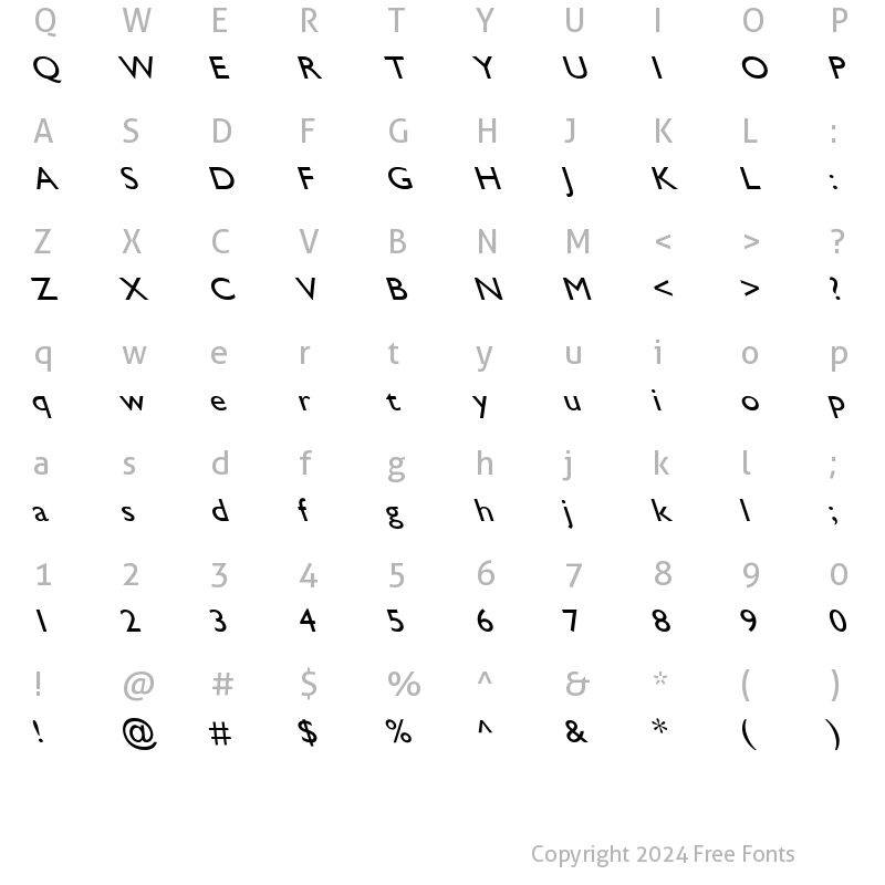 Character Map of Gill Sans Leftified Regular