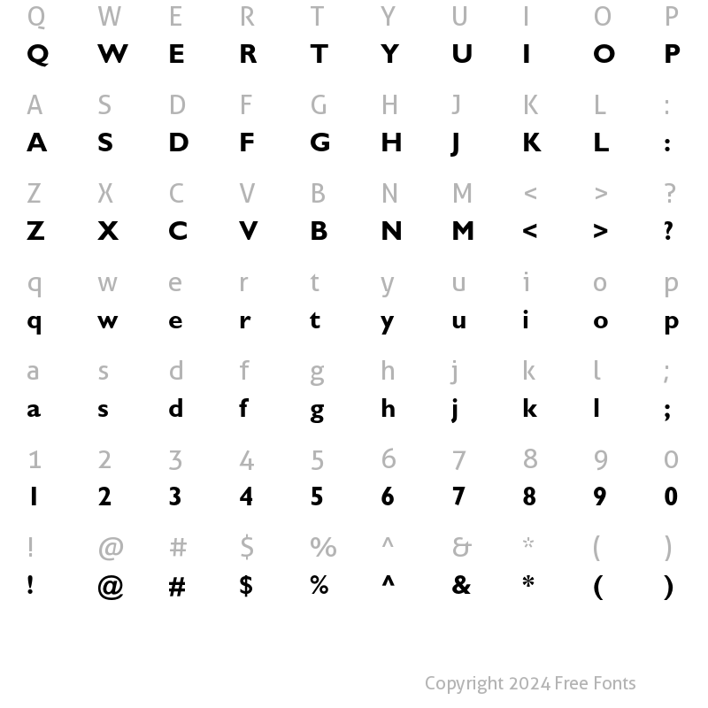 Character Map of Gill Sans MT Pro Bold