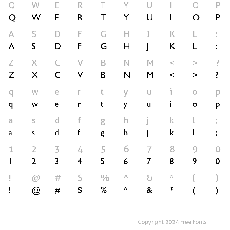 Character Map of Gill Sans MT Pro Medium